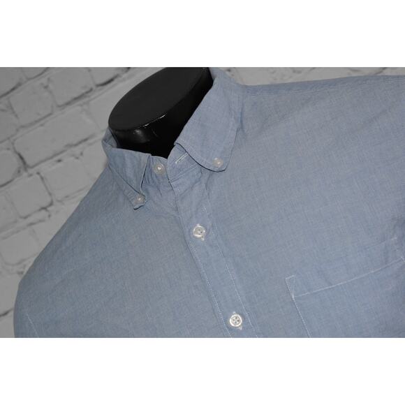 J Crew Mercantile Dress Shirt Button Up Mens Size Large Flex Blue Cotton Blend - Picture 2 of 7
